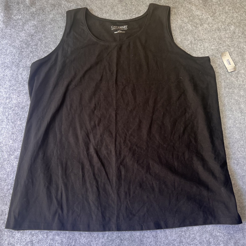 Catherines Suprema Collection Tank Top‎ 2X Black Cotton Blend Sleeveless